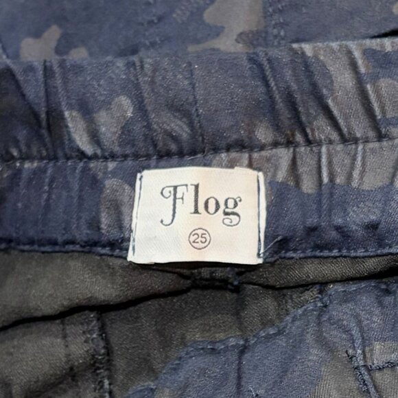 Bevy Flog Shely Camo Drawstring Ankle Pants Size 25 Navy Blue Joggers Stretch - Picture 4 of 4